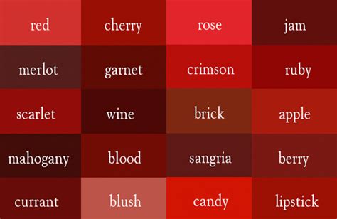 Nama Warna  Macam Macam Warna Merah Dilengkapi Dengan Code Warna - Nama Warna