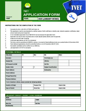 namcol application form