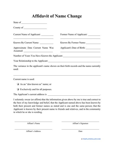 name change affidavit format