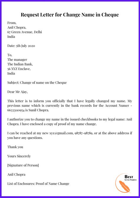Name Change Request Letter Sample Epf