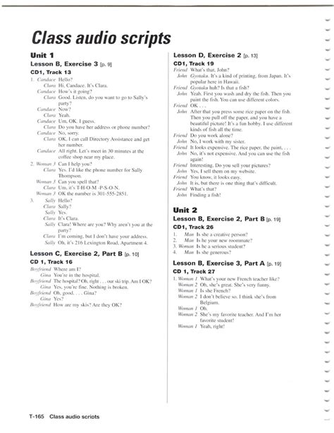 Name Class Audio Scripts