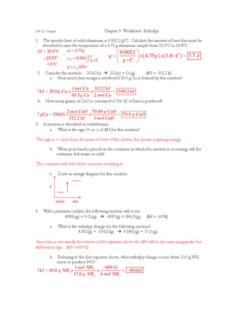 Name Date Enthalpy Worksheet Chemistry Ii Diman Regional Bond Enthalpy Worksheet - Bond Enthalpy Worksheet