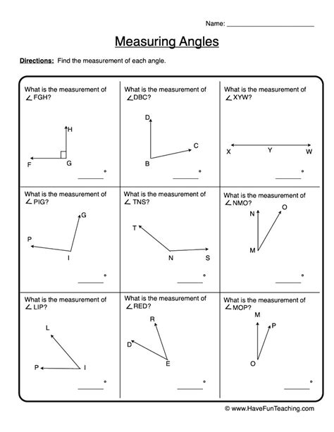 Name Practice Measuring Angles