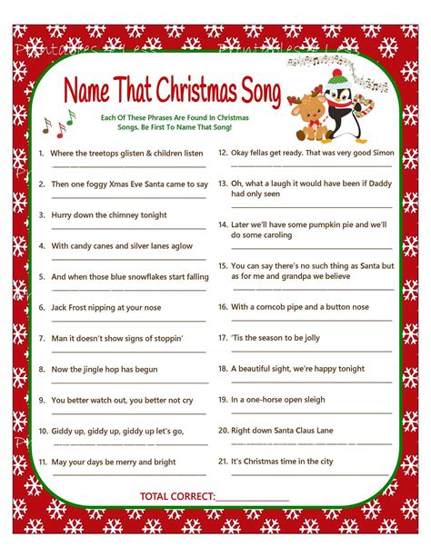 Name That Christmas Carol Printable Game The Benson A Christmas Carol Printable - A Christmas Carol Printable