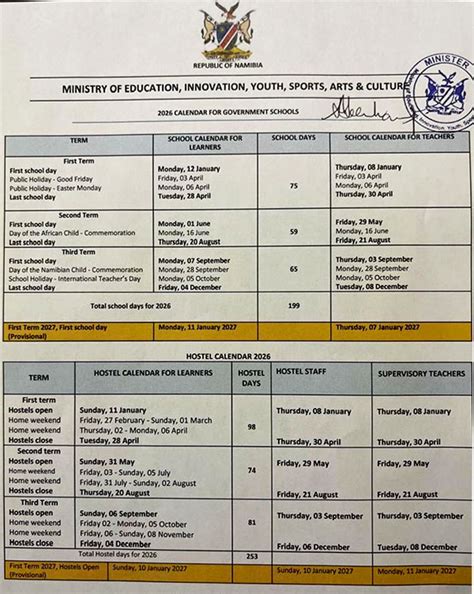 Namibia School Holidays 2015