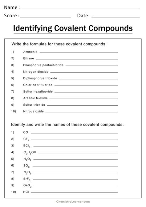 Naming Covalent Compounds Worksheet Chemistry Naming Compounds Worksheet Answers - Chemistry Naming Compounds Worksheet Answers