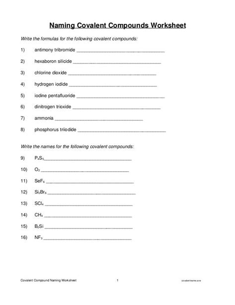 Naming Molecular Compounds Worksheet Answers Mdash Chemistry Worksheet Naming Compounds Answers - Chemistry Worksheet Naming Compounds Answers