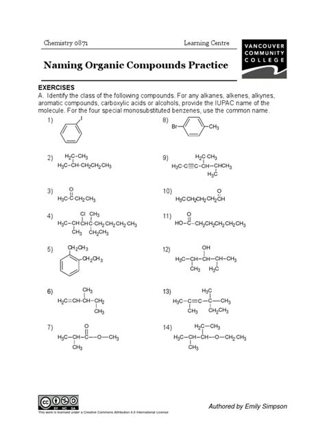 naming organic compounds problems and answers