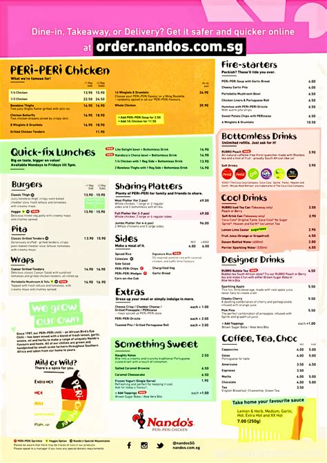 Nandos Menu 2023