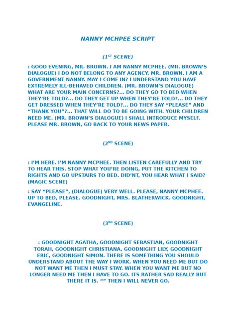 Nanny Mcphee Script Transcript From The Screenplay And