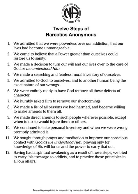 narcotics anonymous 12 steps worksheets