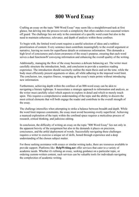 narrative 800 word essay