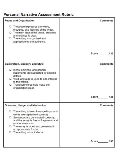 narrative assessment sample