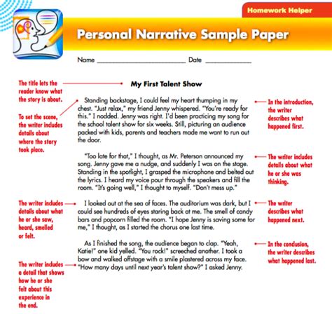 Narrative Essay Sample 4th Grade Narrative Student Writing Personal Narrative Worksheet Fourth Grade - Personal Narrative Worksheet Fourth Grade