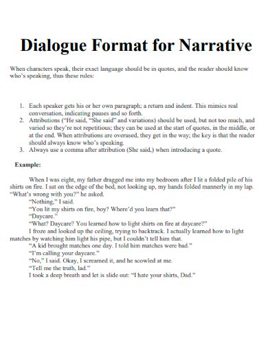Narrative Essay With Dialogue Example