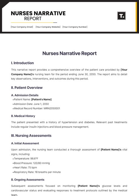 narrative format example for nursing