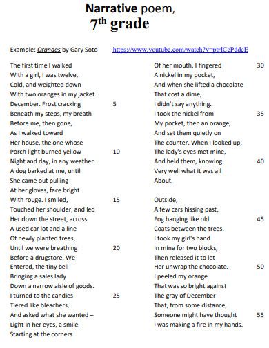 narrative poem 7th grade
