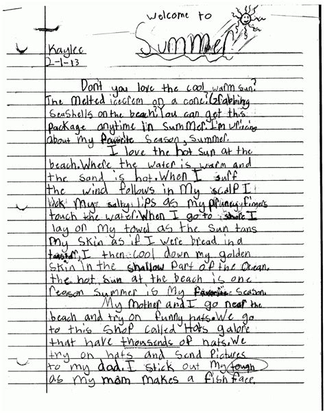 Narrative Student Writing Samples 4th Grade Texas 4th Narrative Writing Grade 1 - Narrative Writing Grade 1