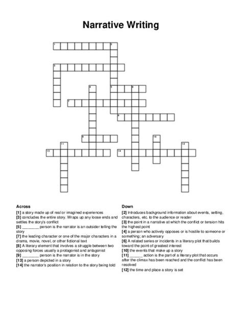 Narrative Writing Crossword Puzzle Clue Some Narrative Writing Crossword - Some Narrative Writing Crossword