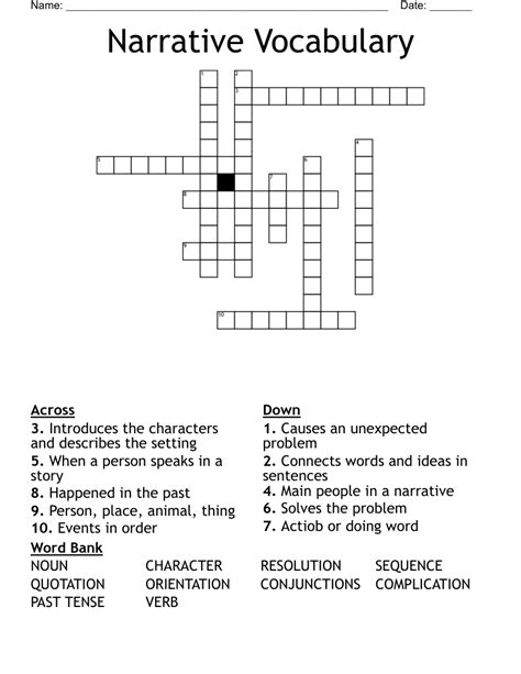 Narrative Writing Crossword Puzzle Some Narrative Writing Crossword - Some Narrative Writing Crossword