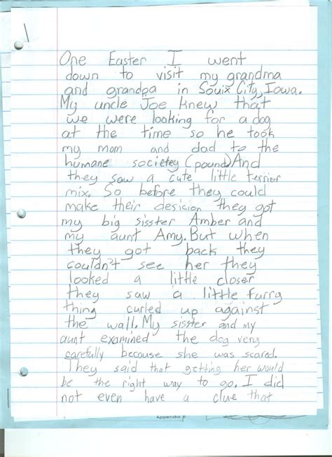 narrative writing examples third grade