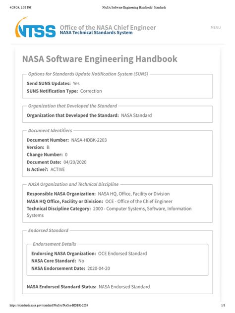 Nasa Software Engineering Handbook Bntweb