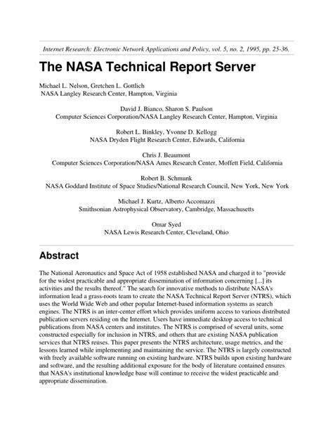 Download Nasa Technical Documents 