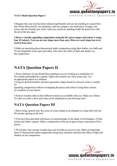 nata model question with answer