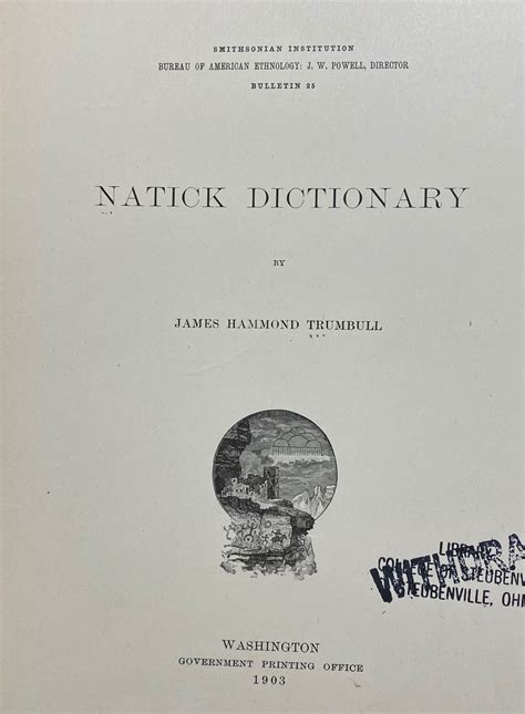 Read Natick Dictionary Smithsonian Institution Bureau Of American Ethnology Bulletin 25 
