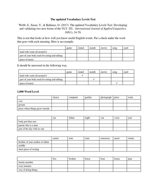 nation vocabulary levels test