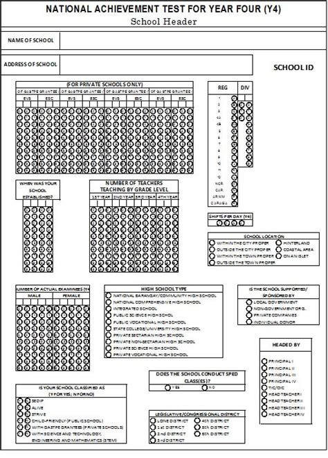 national achievement test sample answer sheet