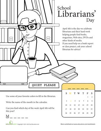 National School Librarian Day Worksheet Education Com National School Library Day - National School Library Day