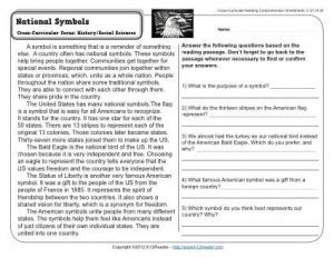 National Symbols 3rd Grade Reading Comprehension Worksheet National Symbols Worksheet - National Symbols Worksheet