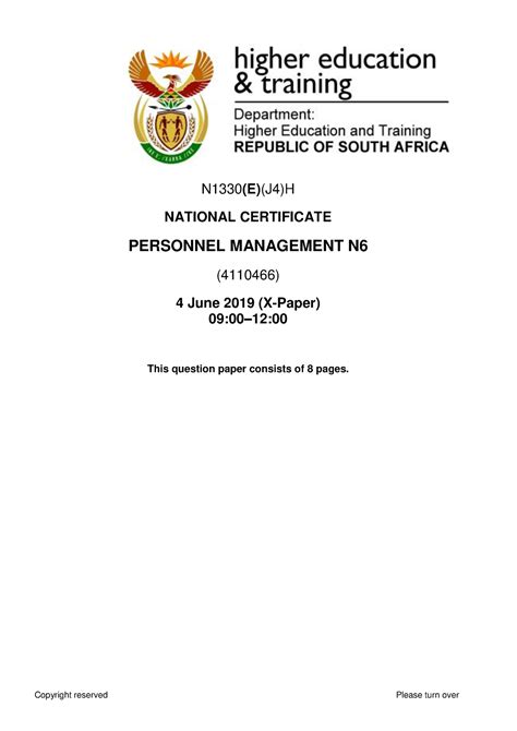 Download National Certificate Personal Training N6 Question Papers 