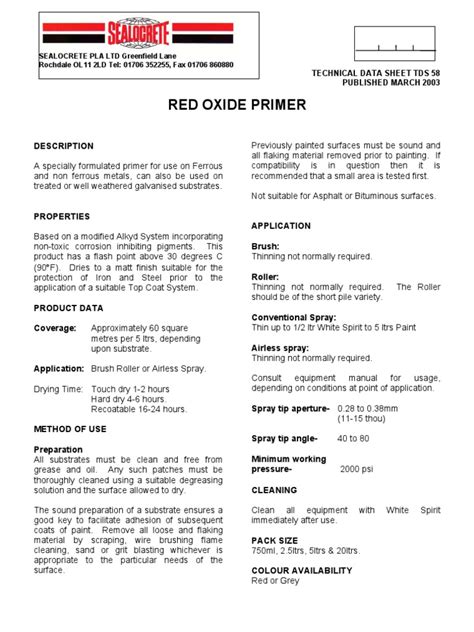 Read Online National Paint Red Oxide Primer Msds Pdfslibforme 