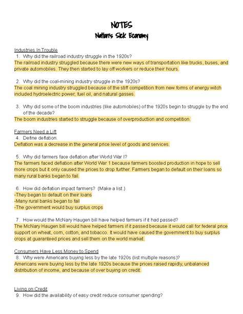 nations sick economy answer key