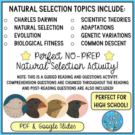 Natural Selection Science And Reading Skills Worksheet Answers