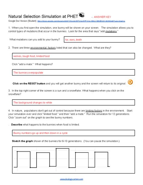 Natural Selection Simulation Phet Answer Key