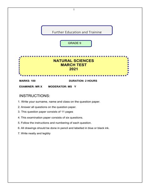 Download Natural Science Grade 9 March Question Paper 2014 