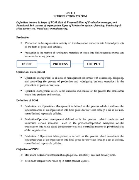 nature and scope of pom