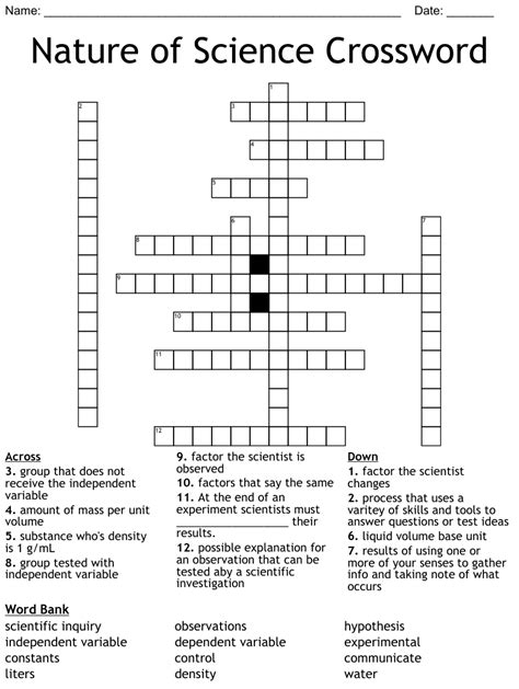 Nature Of Science Crossword Wordmint Methods Of Science Crossword Puzzle - Methods Of Science Crossword Puzzle
