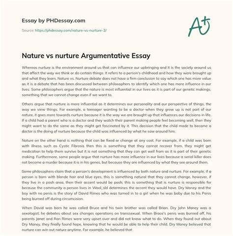 Read Nature Vs Nurture Paper Examples 