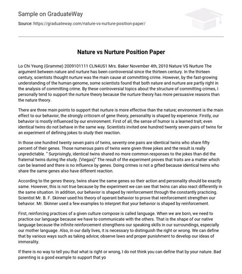 Full Download Nature Vs Nurture Paper Outline 