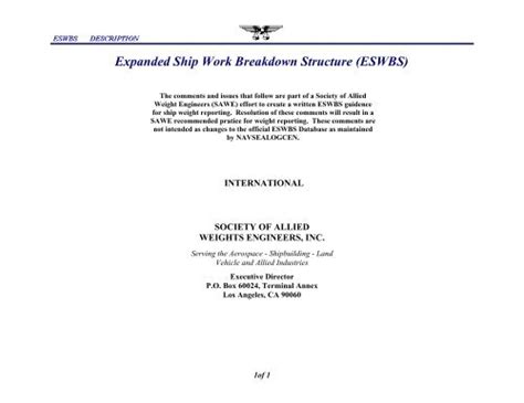 Navsea Expanded Ship Work Breakdown Structure