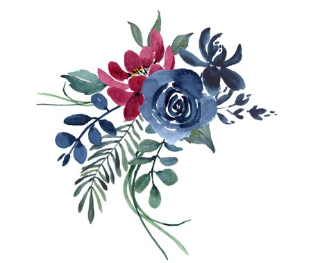 Navy Blue Flowers Clip Art