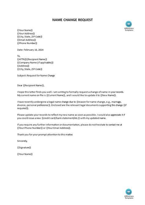 navy name change request sample letter