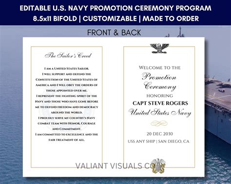 navy officer promotion ceremony script