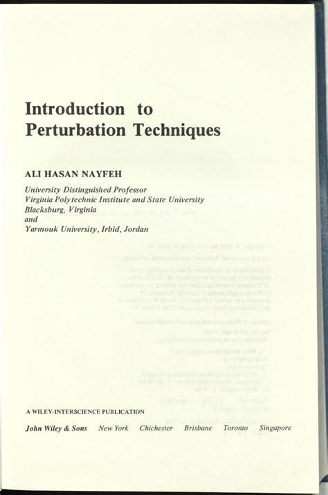 Nayfeh Perturbation Solution Manual