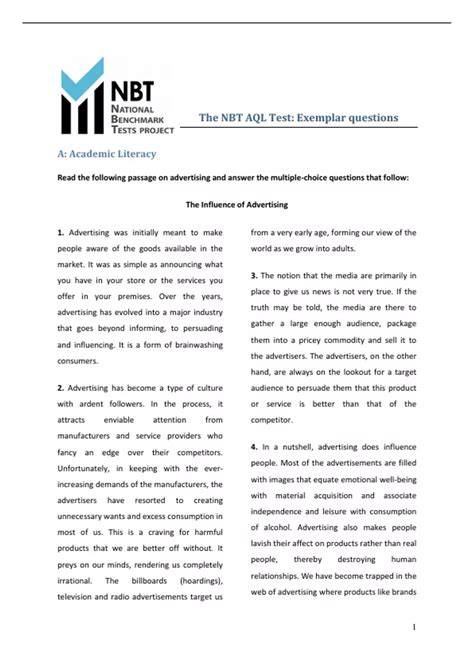 nbt exam past papers