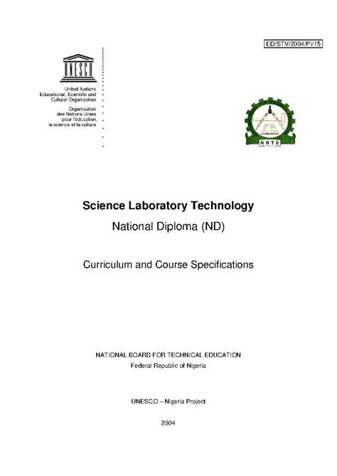 nbte curriculum for science laboratory technology